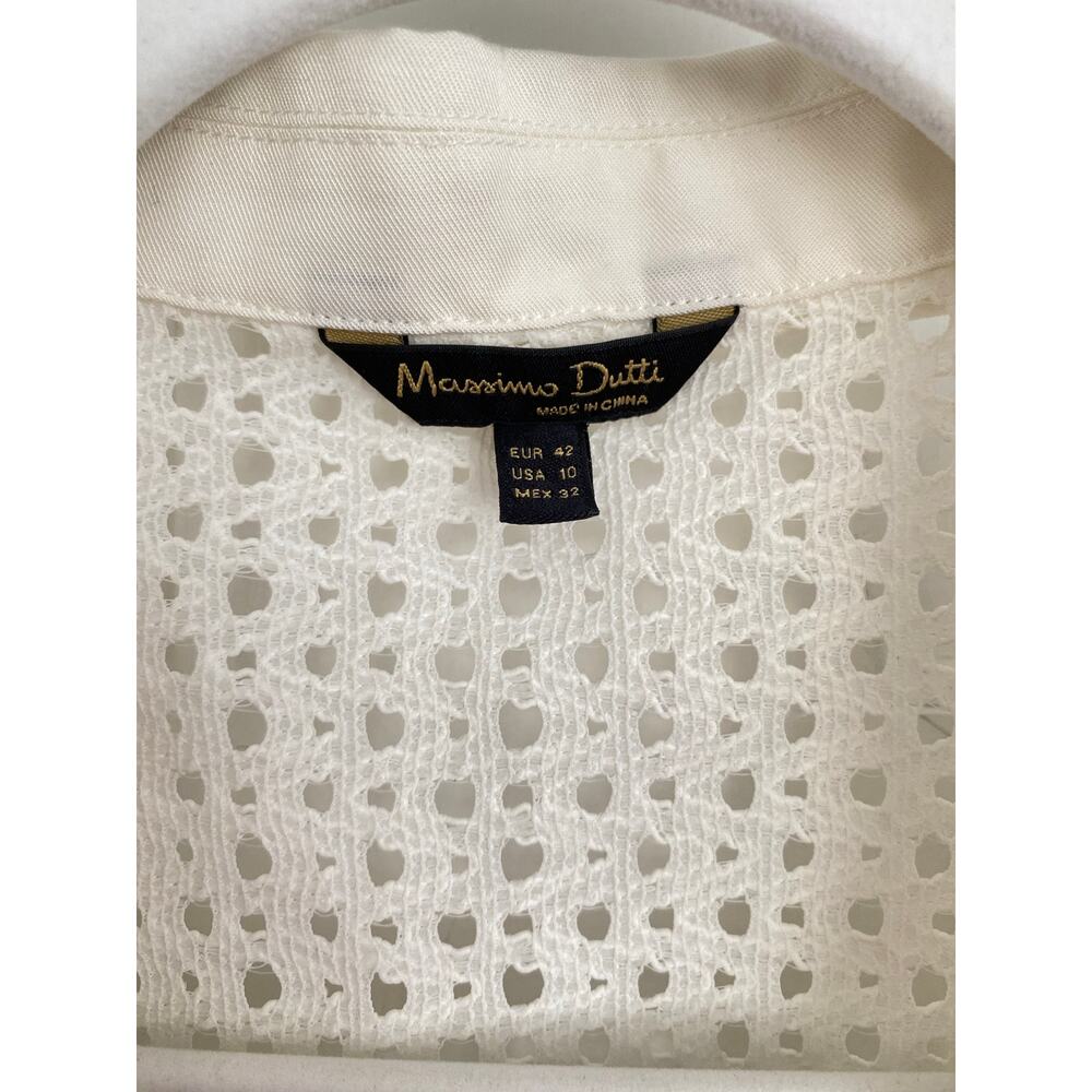 Massimo Dutti White Button Down Collared Lace Shi… - image 4